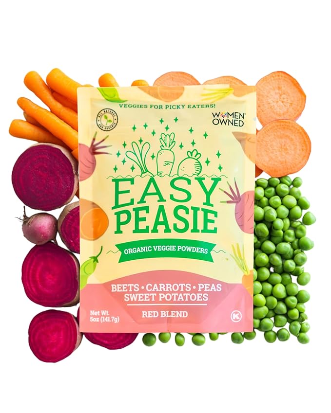 Easy Peasie Organic Vegetable Powder Blends for Picky Eaters | Veggie Additive for Kids (Red 5oz Pouch)