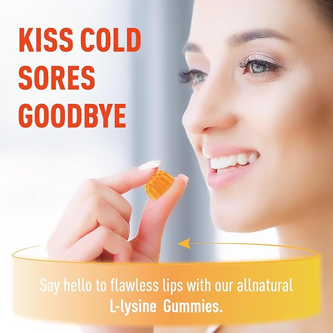 2 Packs Lysine Gummies 1000 mg, Cold Sore Treatment with Immune Support for Lips & Oral, Chewable L- Lysine Supplement for Adults & Kids, Boost Immune & Collagen, Gluten Free - 120 Counts
