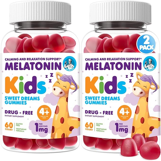 DR. MORITZ Melatonin Gummies for Kids and Adults - Chewable 1mg Kids Melatonin Gummy - Strawberry Flavor - Sleep Support - Gluten-Free and Vegetarian (120 Count)
