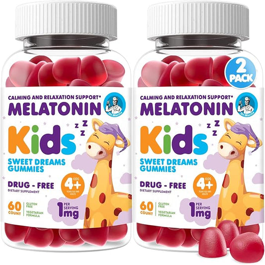 DR. MORITZ Melatonin Gummies for Kids and Adults - Chewable 1mg Kids Melatonin Gummy - Strawberry Flavor - Sleep Support - Gluten-Free and Vegetarian (120 Count)