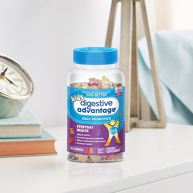 Digestive Advantage Daily Probiotic Gummy for Kids, Multi, Natural Fruit Flavours, 80.0 Count