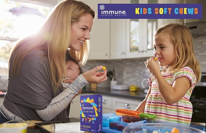 Kids Soft Chews with Wellmune® | Natural Beta Glucan Supplement for Immune Support & Daily Wellness | Allergen-Free & No Added Sugar | Tutti-Frutti Flavor, 30 Soft Chews