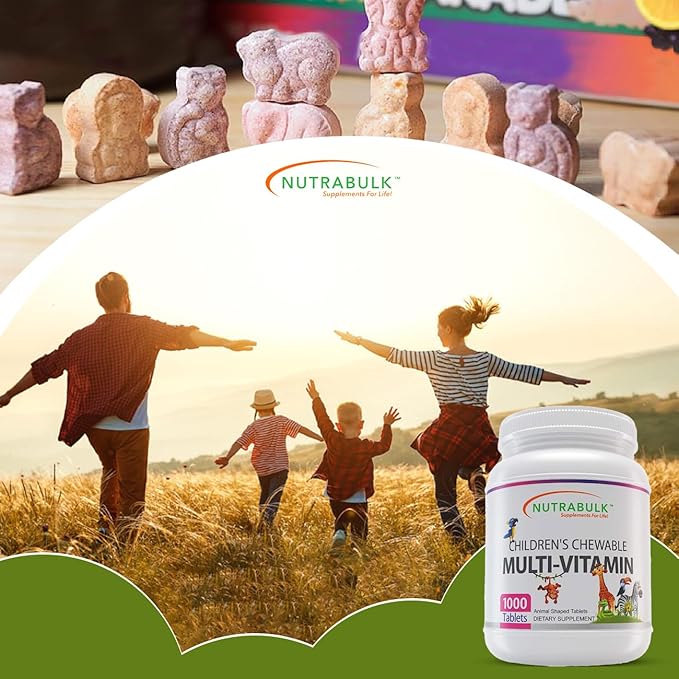 Children’s Chewable Multi-Vitamins - Promoting Kids' Overall Development - USA-Made, May Help to Support Immune, Bone, Brain & Overall Well Being- Vegan & Gluten Free - 1000 Cherry Tablets