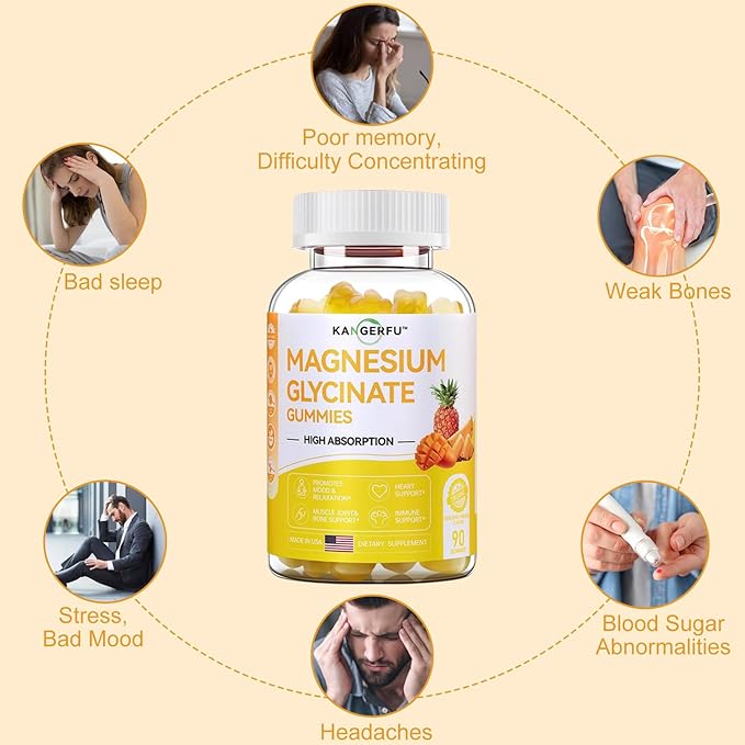 Calcium Citrate 600mg - Magnesium Glycinate Gummies with Ashwagandha,Magnesium L-Threonate&Magnesium Citrate Supplements - Dietary Supplement for Kids & Adults - 90 Count Pineapple Mango Flavor