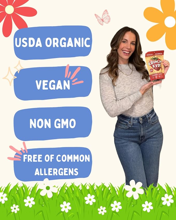 Organic Prebiotic & Postbiotic Gummy Vitamin for Kids and Adults, Allulose, Sugar Free, Fermented Strawberry, Support Gut Health, Dye Free
