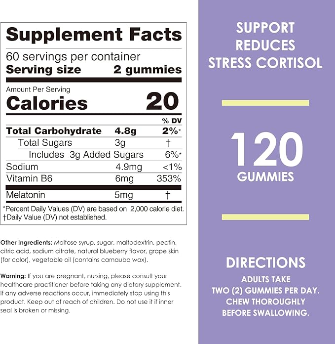 Nature's Key Melatonin Gummies for Kids & Adults, 2.5mg 5mg or 10mg Dose Gummy with Vitamin B6, Natural Blueberry Flavor 120 Ct