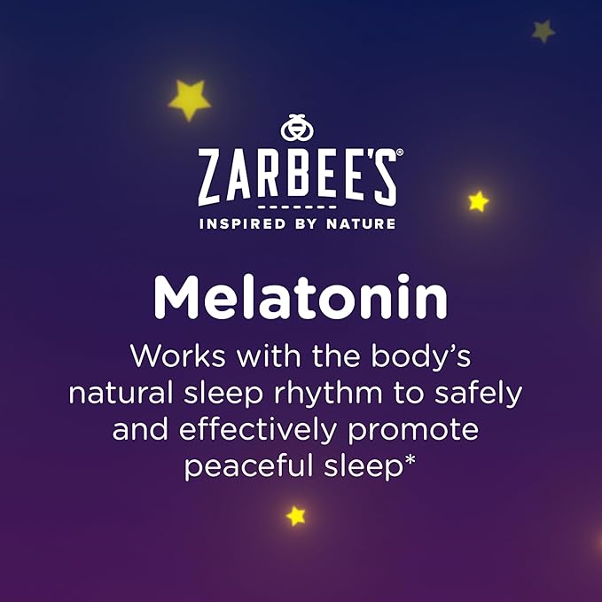 Zarbee's Kids 1mg Melatonin Chewable Tablet, Drug-Free & Effective Sleep Supplement, Easy to Take Natural Grape Flavor Tablets for Children Ages 3 and Up, 30 Count
