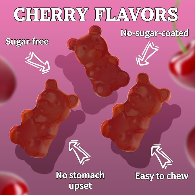 Tart Cherry Iron Supplement for Women & Men, Iron Gummies with Calcium, Zinc, Folate & Vitamin C & B12 for Immune Support, (60 Count) - Sugar Free,Vegan (Tart Cherry Flavor)