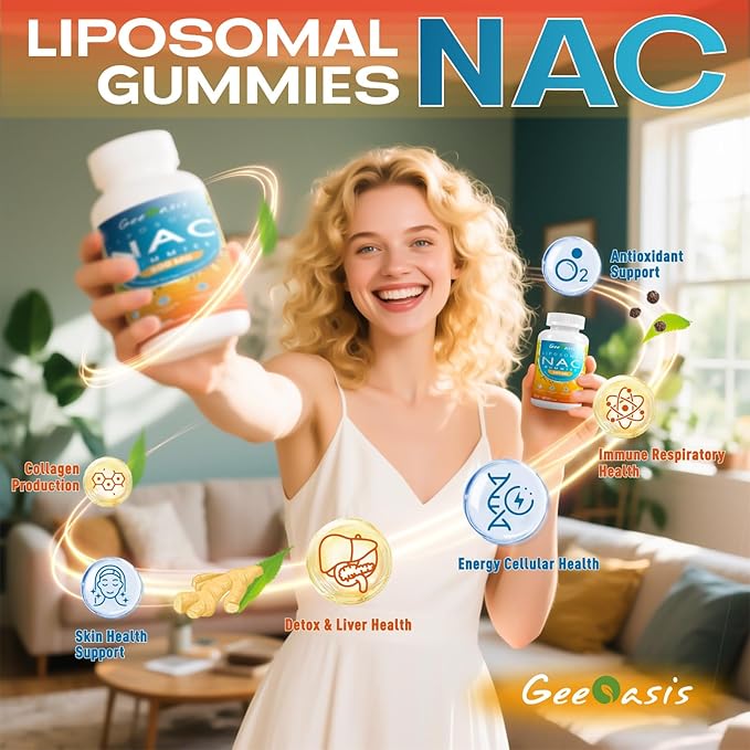 Liposomal NAC Gummies 600mg, N-Acetyl Cysteine Supplement for Kids & Adults, with Turmeric, Ginger, Black Pepper, Immune, Liver & Lung Support, Antioxidant, Sugar-Free Pineapple Flavor, 60 Counts