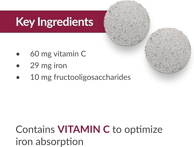 Bariatric Advantage Chewable Iron 29 mg - for Bariatric Surgery Patients - Iron with Vitamin C - No Iron Taste - Ferrous Fumarate & Carbonyl Iron Supplement - Passion Fruit - 180 Count