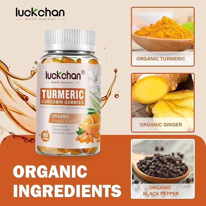 Turmeric Curcumin Gummies with Ginger & Black Pepper Herbal Supplement-400 Count for Adults and Kids - Tumeric Gummy Supplements Vegan, Organic, Gelatin-Free 5 Pack