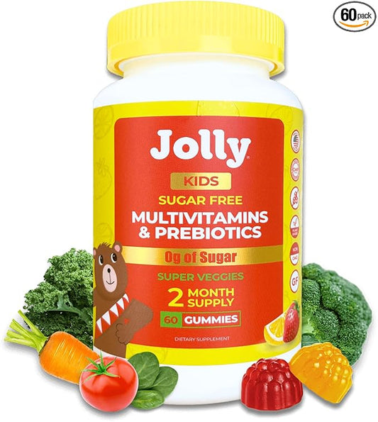 Jolly Kids Multivitamins – 2-Month Supply – Sugar-Free, Organic, Plant-Based Gummies for Kids Age 3+ – No Sugar Alcohols – 1 Gummy per Day – Non-GMO, No Artificial Sweeteners
