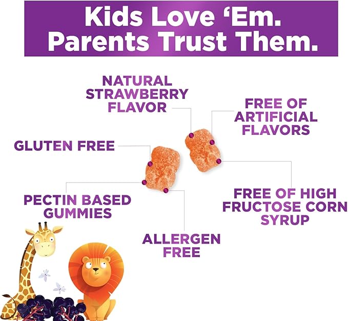 Kids Multivitamin Gummies - Daily Vitamins for Kids, Vitamin C, D3 & Zinc for Immune Support, Strawberry Flavored Gummies, Nature's Toddler & Kid Multi Vitamins, Non-GMO, Gluten Free - 60 Gummies