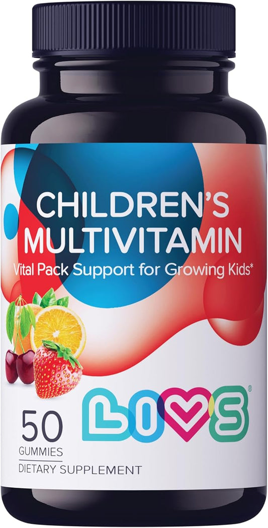 Children's Multivitamin Gummy Vitamin - Kids Multivitamin Gummies, All-Natural, Gluten-Free, Non-GMO | for Kids - Strawberry, Orange, & Cherry Flavored, 50 Count