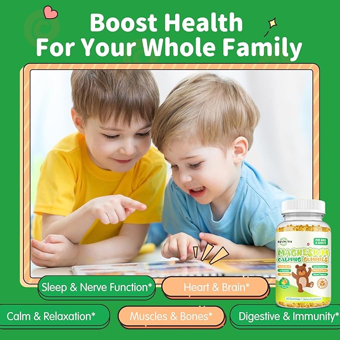 Magnesium Gummies for Kids - Magnesium Glycinate Gummies Supplement with L-Theanine, Vitamin B6, D3 for Adults & Kids, Calm Magnesium for Sleep, Relaxation, Brain, Bones,Sugar Free Pineapple 60ct