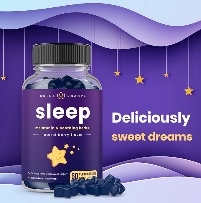 NutraChamps Sleep Gummies for Adults & Kids | Melatonin Gummies with Chamomile, Valerian & L Theanine | Safe & Effective for Kids & Adults | Vegan Childrens Melatonin 3mg, 1.5 mg, or 6mg