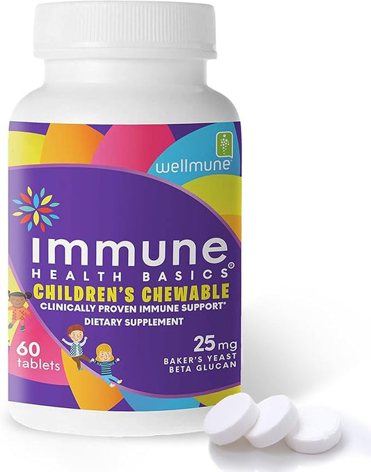 Children's Chewable Tablets, Wellmune Clinically Proven Highly Purified Beta Glucan Immunity Supplements for Children, Kids-Approved!