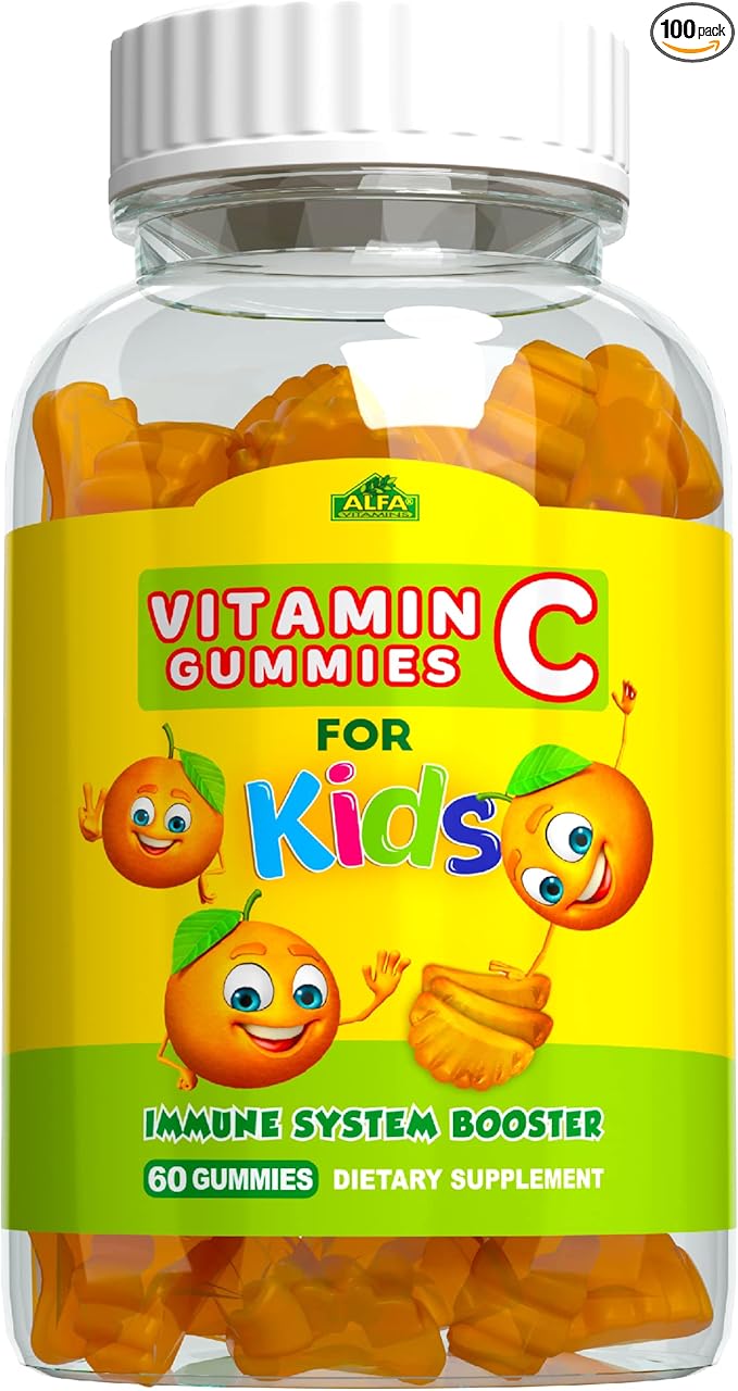 ALFA VITAMINS Vitamin C Gummies for Kids with 250mg, immune system support, daily antioxidant for kids, natural orange flavor - 100 Gummies