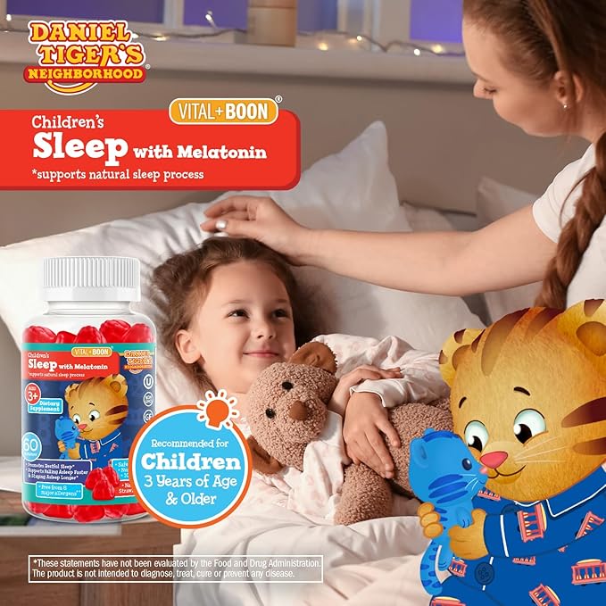 Daniel Tiger - Kids Melatonin Gummies for Children Ages 3 & Up (60 Count) Sleep Gummies for Kids Supports Natural Sleep Non Habit Forming - Vegan, Non GMO Gluten Free Gummy