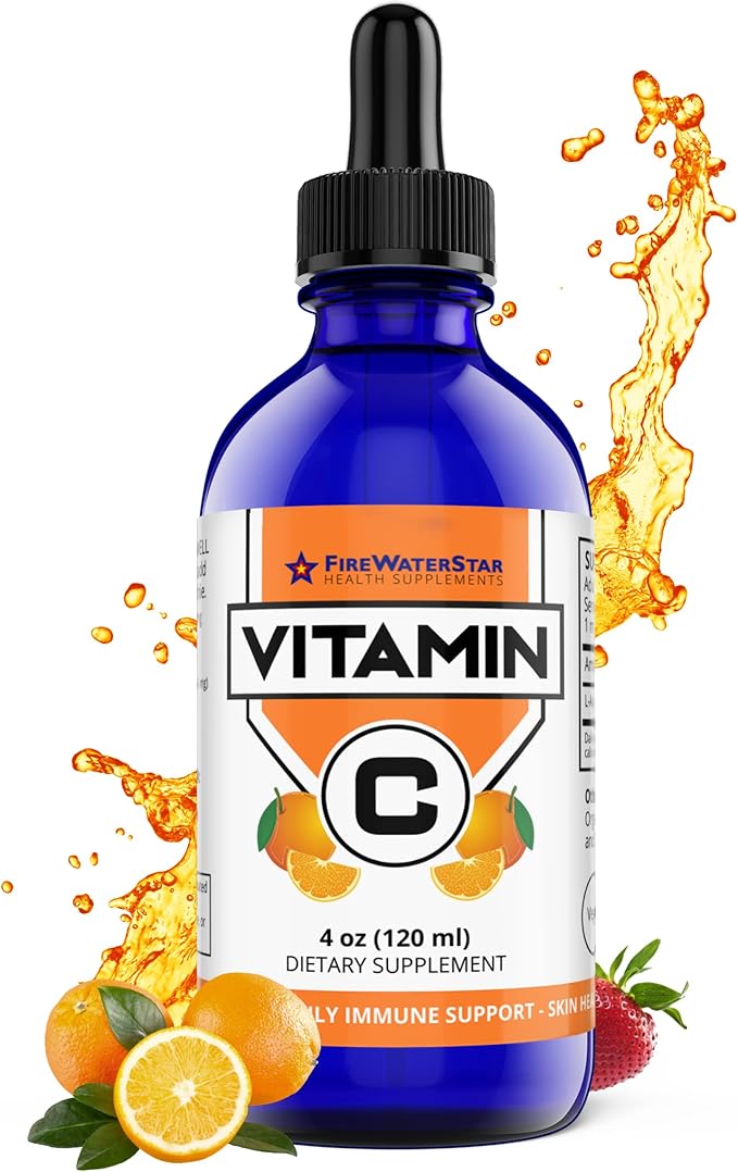 FWS Vitamin C Liquid Drops for Adults and Kids - 4oz - Supports a Healthy Immune System, Collagen, Skin Health, Healthy Aging - Organic, Non-GMO, Vegan - Easy Dosing, 120 Servings