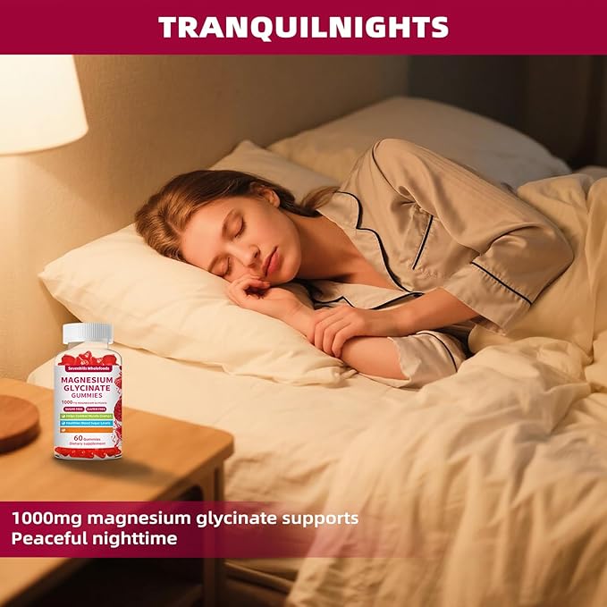 Magnesium Glycinate Gummies 1000mg - Sugar Free Magnesium Potassium Supplement for Relaxation, Calm, Stress Relief, and Sleep Support for Adults & Kids - 60 Raspberry Gummies