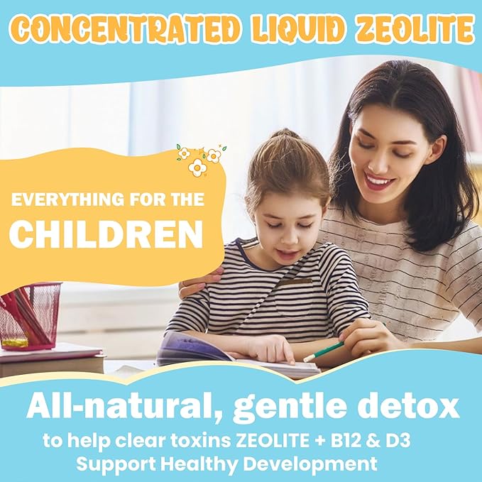Kids Cleanse, Zeolite Detox Drops for Kids, Heavy Metal Detox & Gut Health Support with Methyl B12 + D3, Energy & Behavioral Development, Easy-Take Premium Liquid (2 oz)