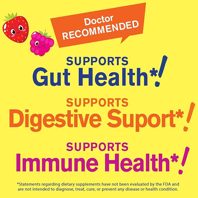 Kids Probiotic Gummies - Digestive Support, Gut Health, Immune Support Gummy - Probiotics for Digestive Health - Vegan, Gluten Free - 60 Gummies