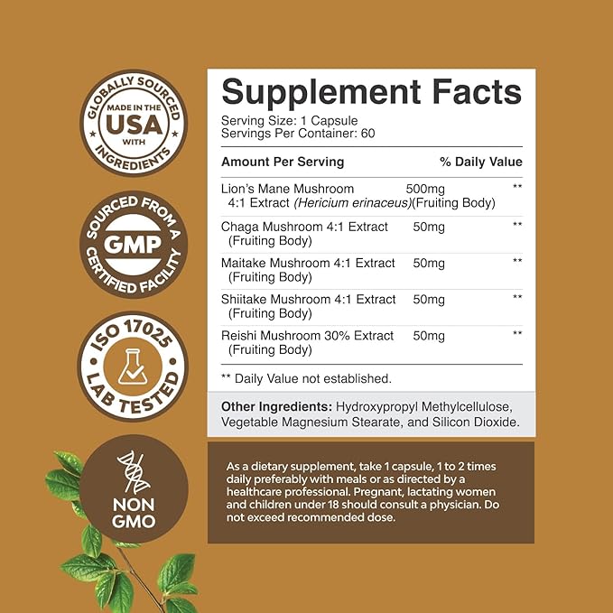 Bundle of Relaxing Calm Magnesium Gummies for Kids for Nerve Bone and Advanced Lion's Mane Mushroom Supplement - Brain Booster Nootropic Supplement