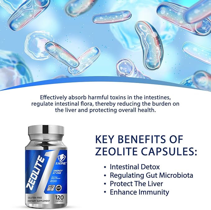2300 MG Zeolite Detox Capsules for Kids and Adults, Natural Premium Liquid Zeolite 120 Capsules, Gut Health and Immune System Support, Gentle Daily Detox and Energy