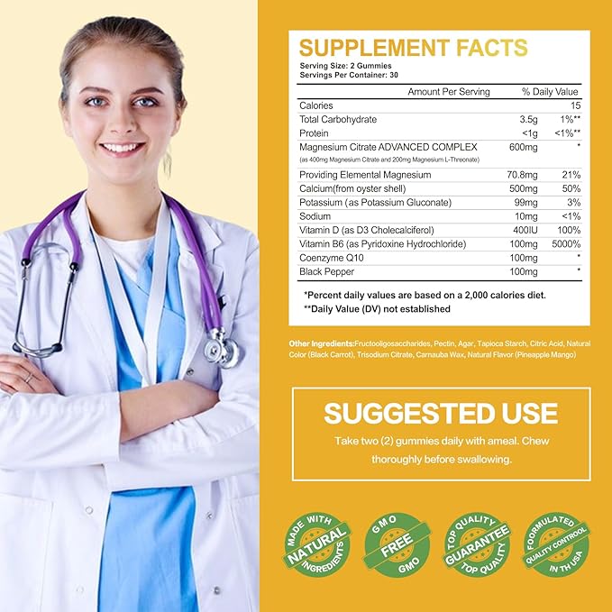 Potassium Magnesium Gummies for Adults Kids, High Absorption Potassium Citrate 99mg Magnesium Citrate 400mg, Chewable Gummy Supplements, Mango Pineapple, 60 Count