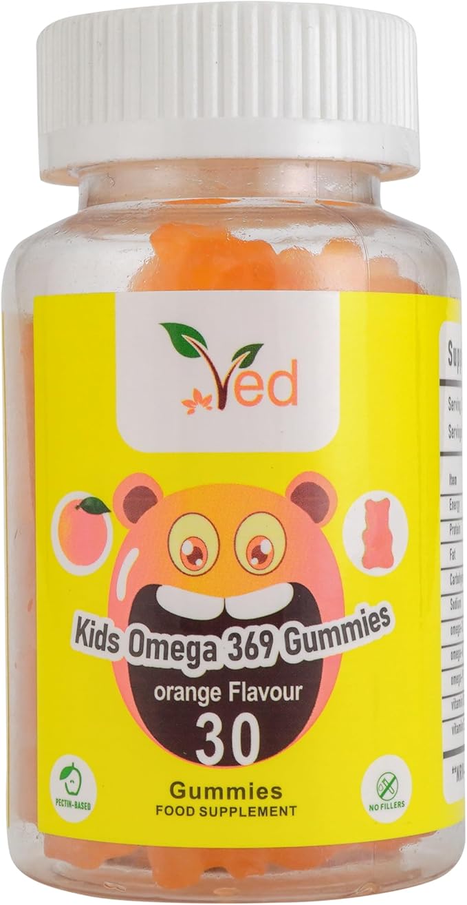 ved Kids Omega 3 6 9 Gummies for Omega 3 6 9 Supplement, Energy & Immune System – Vegan - 15 Days Supply, 30 Chewable Kids Vitamins Gummies. (15 Days Supply)
