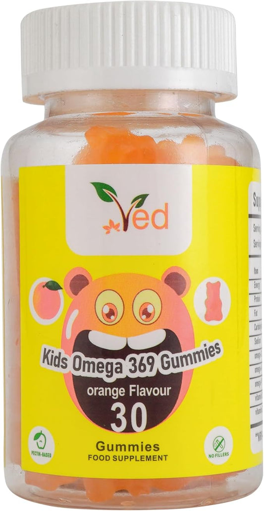 ved Kids Omega 3 6 9 Gummies for Omega 3 6 9 Supplement, Energy & Immune System – Vegan - 15 Days Supply, 30 Chewable Kids Vitamins Gummies. (15 Days Supply)