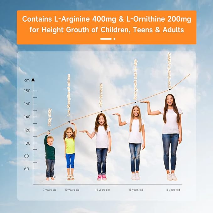 Height Growth Maximizer - Growth Vitamins for Teens Height Bone Strength & Grow Taller Naturally, Kids Vitamins GMO-Free, Ages 10+, 120 Tablets