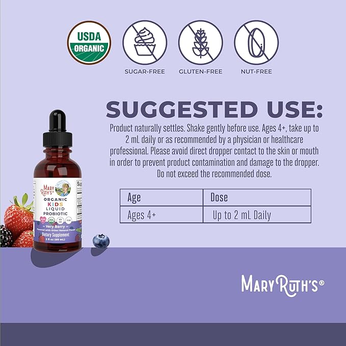 MaryRuth Organics Kids Very Berry Liquid Probiotic, 2 FZ