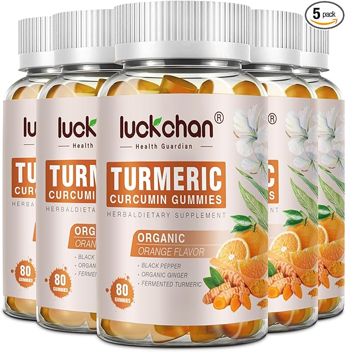 Turmeric Curcumin Gummies with Ginger & Black Pepper Herbal Supplement-400 Count for Adults and Kids - Tumeric Gummy Supplements Vegan, Organic, Gelatin-Free 5 Pack