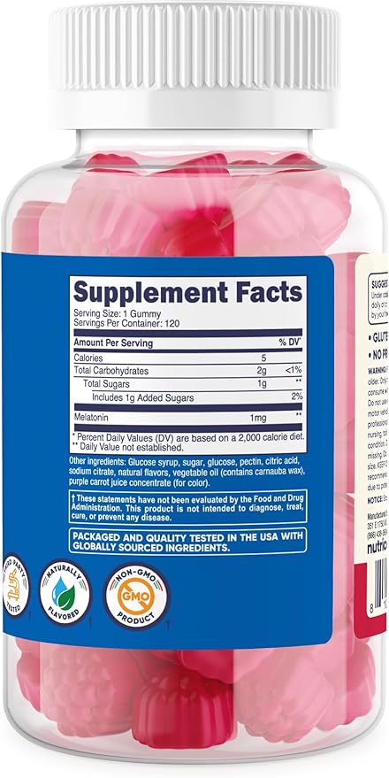 Nutricost Kids Melatonin Gummies 1mg, 120 Gummies, Strawberry Flavored