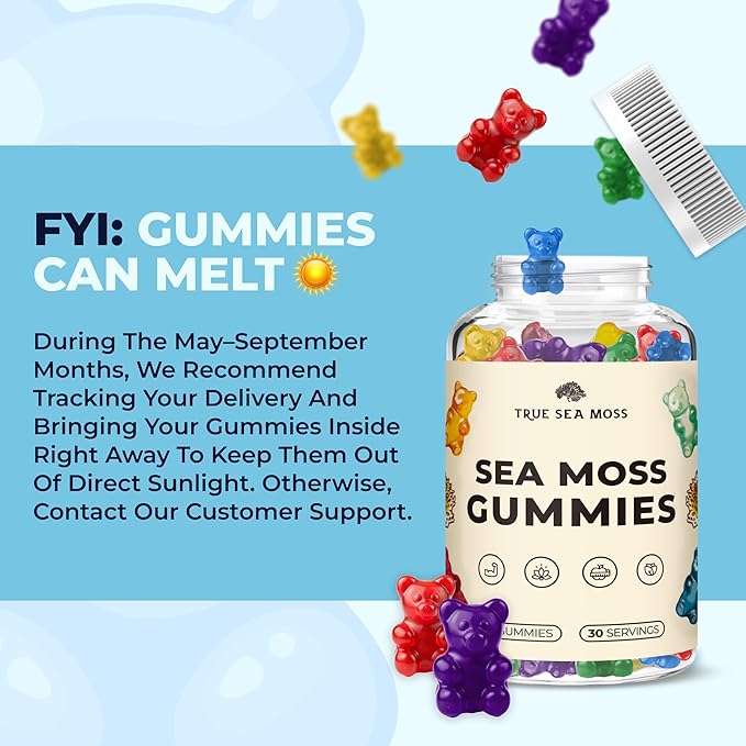 Irish Sea Moss Gummies with Burdock Root & Bladderwrack - Vegan Seamoss Supplement for Women, Men & Kids, Non-GMO, 60 Sea Moss Gummies