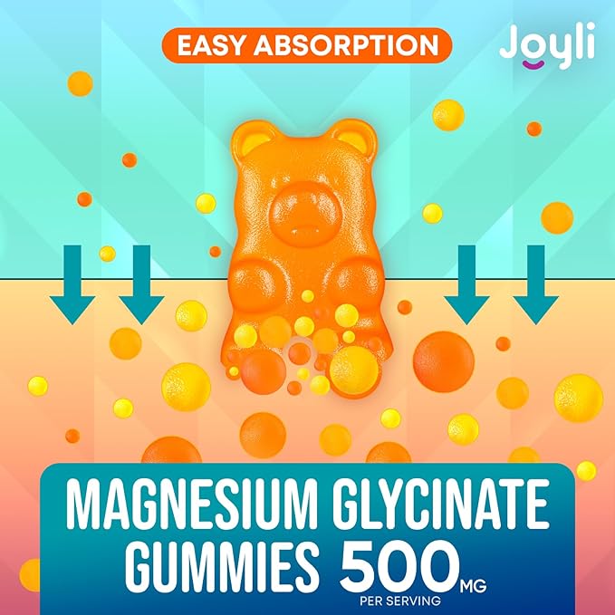 Magnesium Glycinate Gummies for Adults 500mg - Chewable Magnesium Glycinate for Kids Sleep, Glicinato De Magnesio para Mujeres, 60 Count