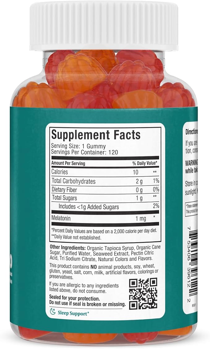 Melatonin Gummies for Kids - 1mg Chewable Melatonin Gummy - Restful Nighttime Support Supplement - Drug Free Aid for Peaceful Relaxation - Children and Adult Melatonin Gummies 1mg, 120 Count