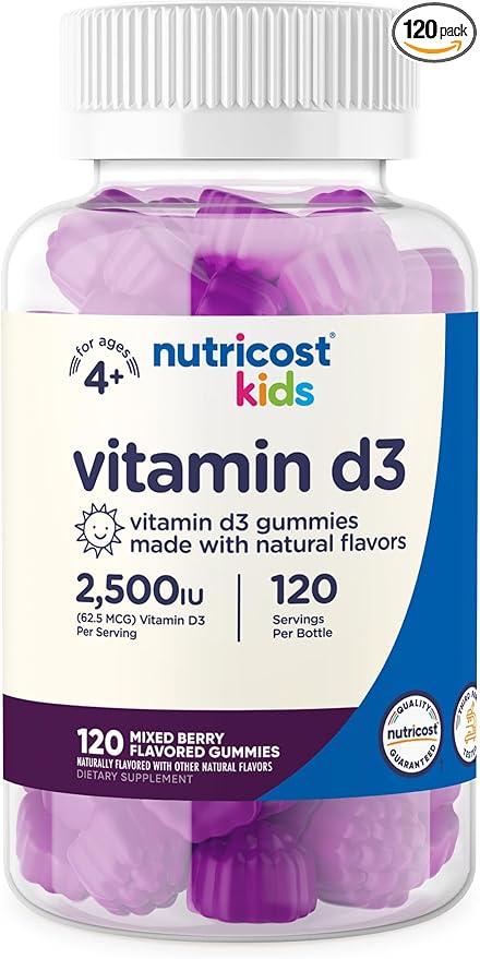 Nutricost Kids Vitamin D3 Gummies 2,500 IU (62.5mcg), 120 Gummies - Mixed Berry Flavored