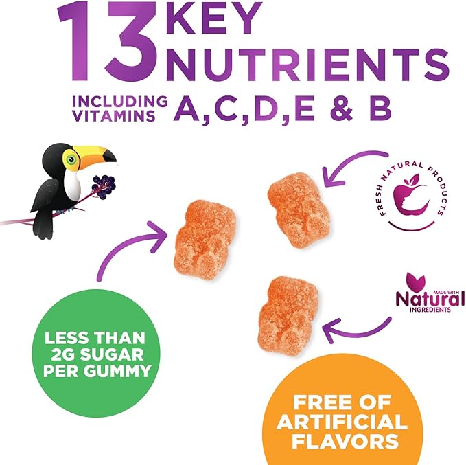 Kids Multivitamin Gummies - Daily Vitamins for Kids, Vitamin C, D3 & Zinc for Immune Support, Strawberry Flavored Gummies, Nature's Toddler & Kid Multi Vitamins, Non-GMO, Gluten Free - 60 Gummies