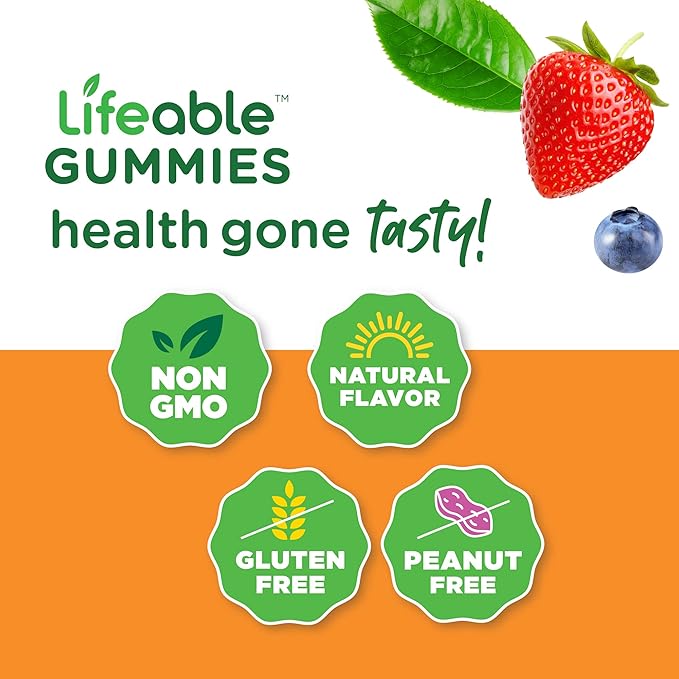Lifeable Calcium Magnesium & Zinc Kids + Turmeric Curcumin Kids, Gummies Bundle - Great Tasting, Vitamin Supplement, Gluten Free, GMO Free, Chewable Gummy