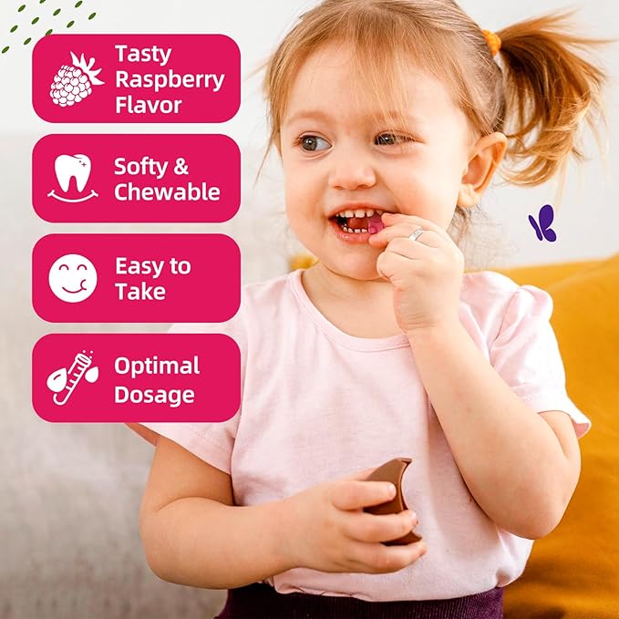 Kids Magnesium Gummies, Magnesium Glycinate Gummies for Kids & Adults with L-Theanine, Chamomile, Licorice, Vitamin D, B6 for Sleep, Relaxation, Brain & Muscle, Sugar Free Raspberry 60ct