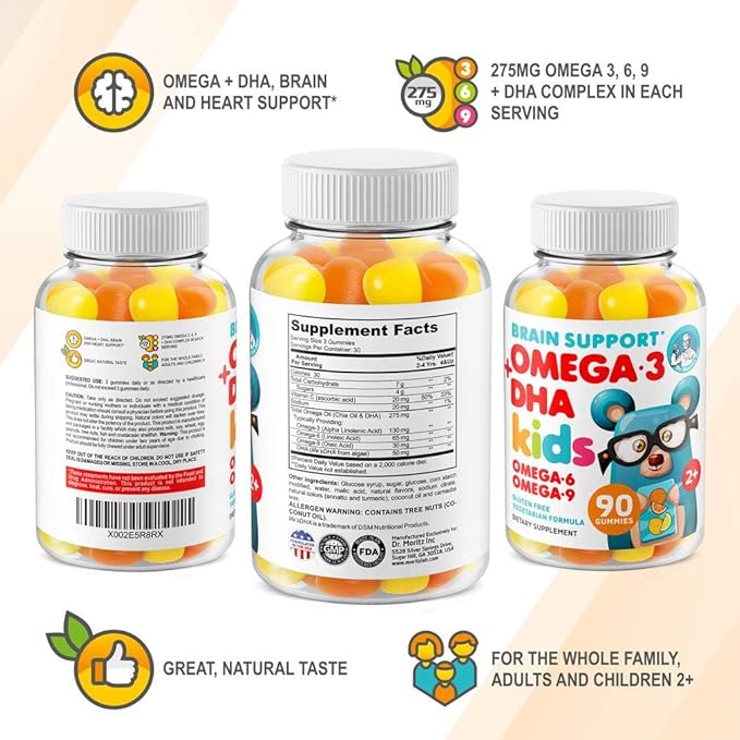 DR. MORITZ Kids Omega 3 Gummies (90 Count) and Kids Multivitamin Gummies Bundle (60 Count,) - for Children’s Immune Support and Overall Health