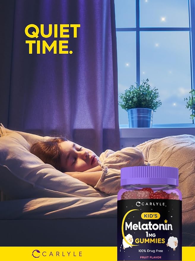 Carlyle Kids Melatonin Gummies | 1 mg 70 Count | Fruit Flavor Gummy | Vegan, Non-GMO, Gluten Free