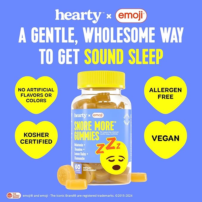 HEARTY Sleep Gummies for Kids & Adults, Children Melatonin Gummies with L-Theanine & Chamomile for Sleeping, Natural Sleep Supplement, Melatonin 1 mg Chewable Gummy for Kid 4+ & Adult, 60 Count