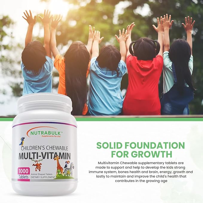 Children’s Chewable Multi-Vitamins - Promoting Kids' Overall Development - USA-Made, May Help to Support Immune, Bone, Brain & Overall Well Being- Vegan & Gluten Free - 1000 Cherry Tablets