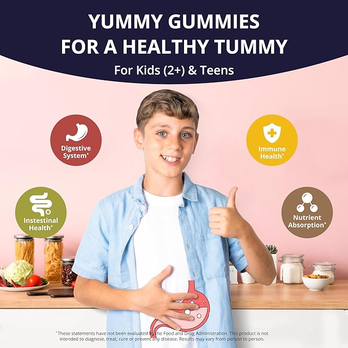 NuBest Probiotics Gummies for Digestive, Gut Health & Immunity with 5 Billion CFUs | No Added Sugar | Yummy Strawberry & Orange Flavors | 60 Premium Vegan Gummies for Kids & Teens