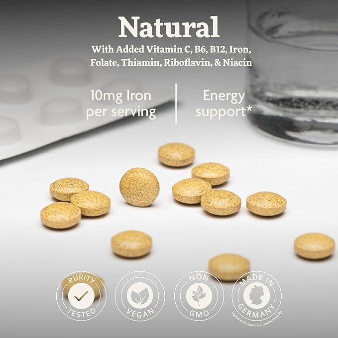Floradix Iron Tablets - Iron Supplement with Folic Acid, Vitamin C & More - Energy Support - Vegetarian, Gluten-Free - 120 Tablets