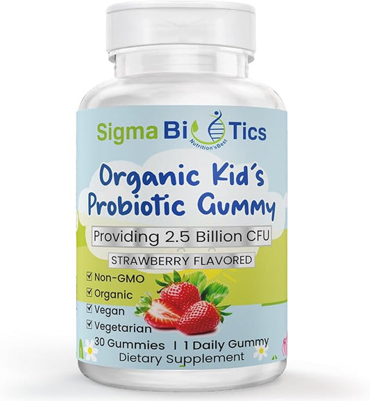 Organic Probiotic Gummies for Kids - 2.5B CFU, Bacillus Subtilis, Digestive & Immune Health - Non-GMO, 30 Chewable Gummies for Easy Use